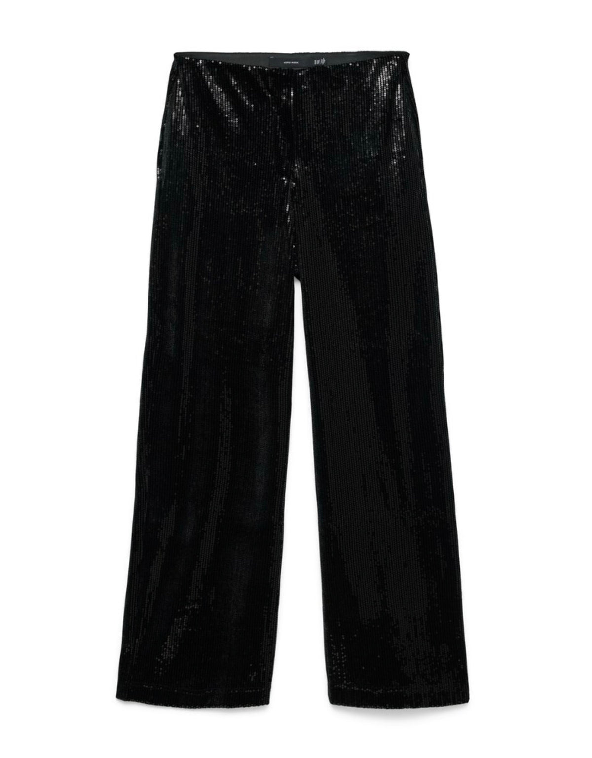 VERO MODA EDMA WIDE LEG SEQUINS PANTS - BLACK/SEQUINS
