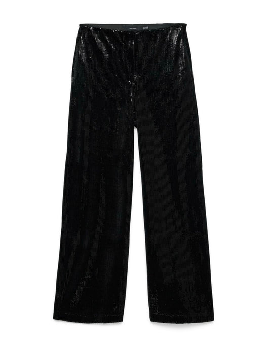 VERO MODA EDMA WIDE LEG SEQUINS PANTS - BLACK/SEQUINS