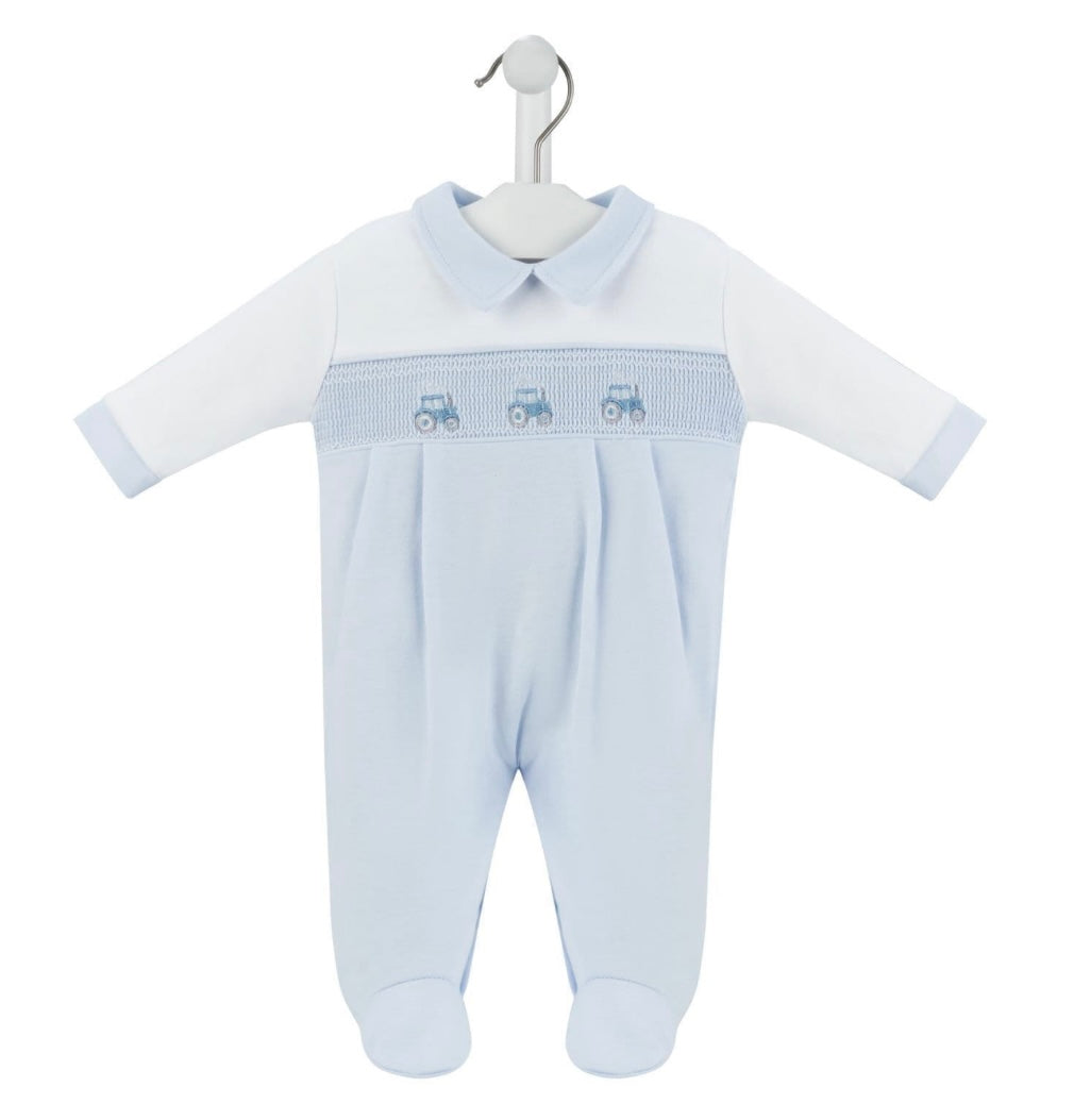 Dandelion Boys Little Tractor Smocked Sleepsuit