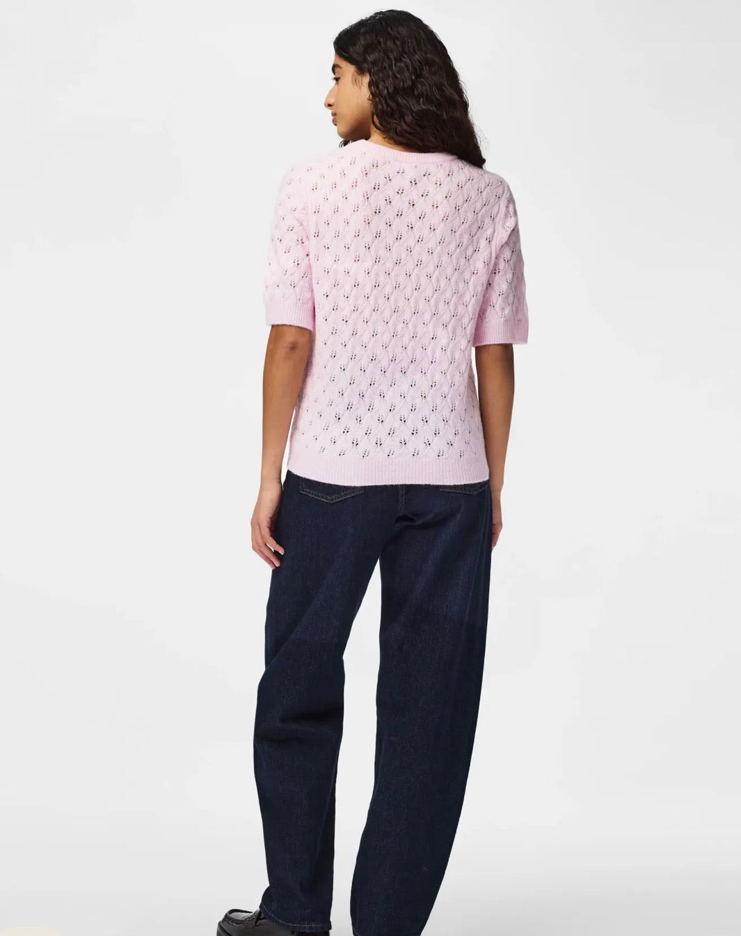 PIECES LELOU SS O-NECK KNIT ROSEATE SPOONBILL/MELANGE