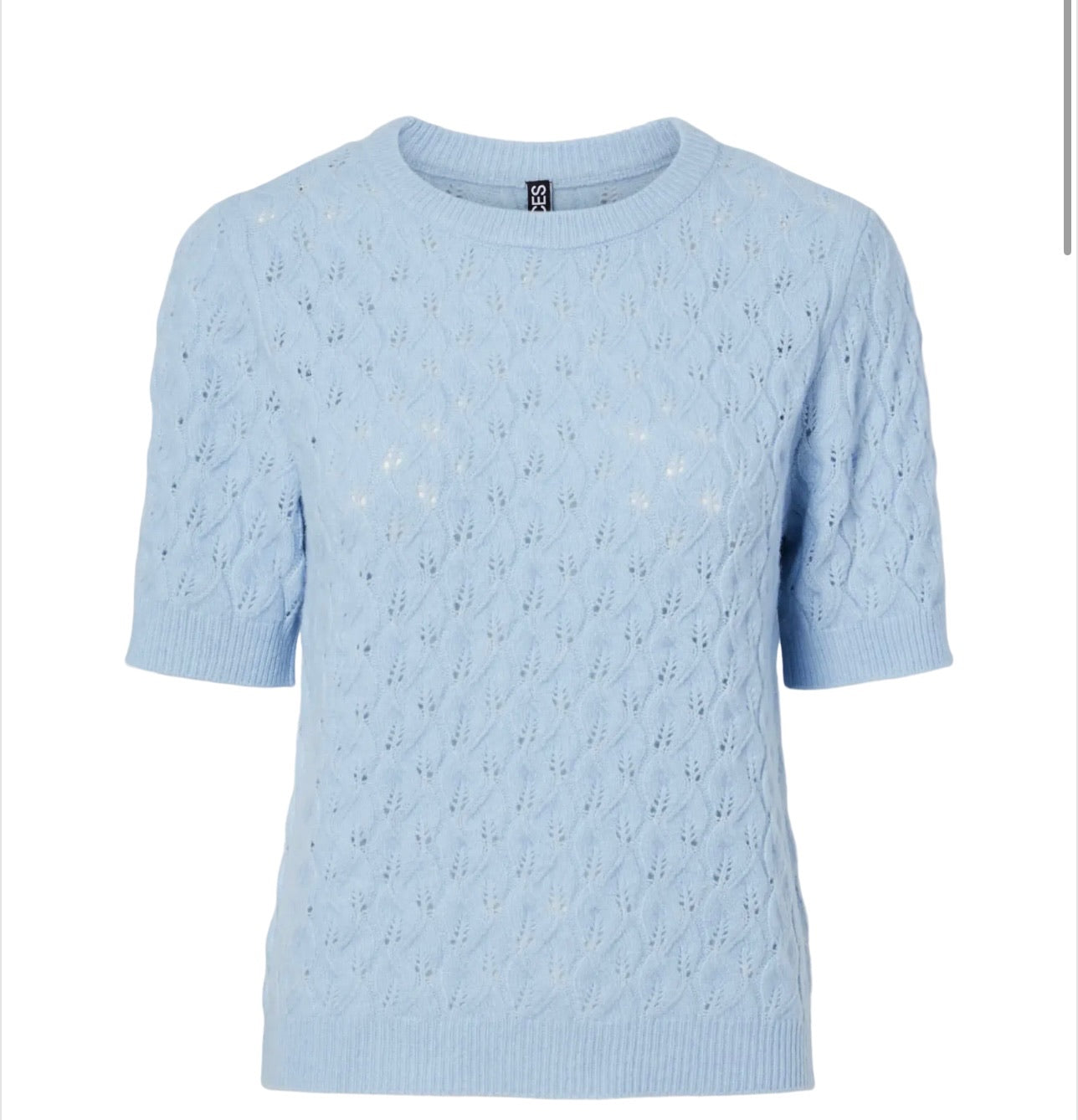 PIECES LELOU SS O-NECK KNIT CASHMERE BLUE/MELANGE