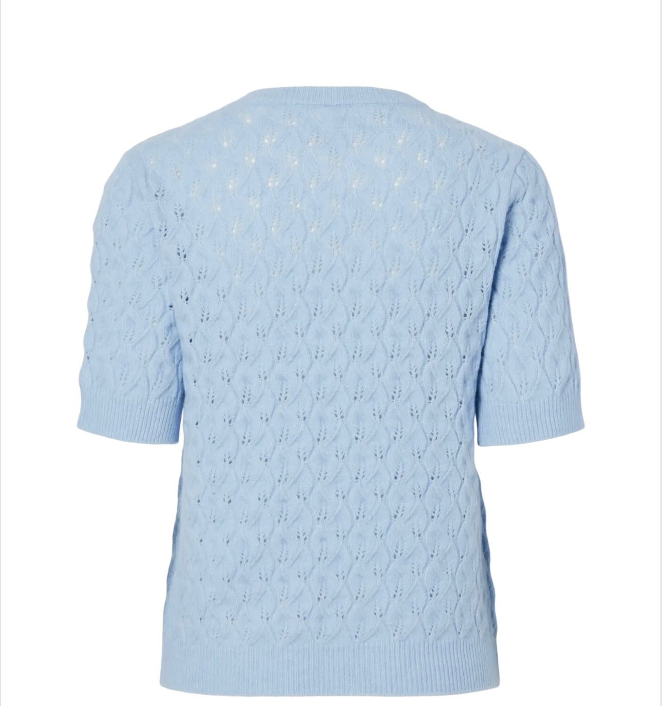 PIECES LELOU SS O-NECK KNIT CASHMERE BLUE/MELANGE