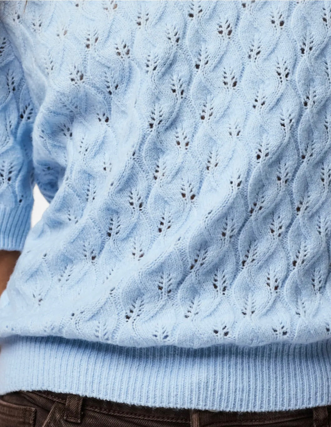 PIECES LELOU SS O-NECK KNIT CASHMERE BLUE/MELANGE