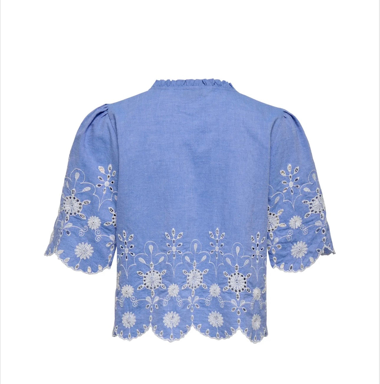 ONLY MIFFY SS EMB TIE TOP in MEDIUM BLUE DENIM