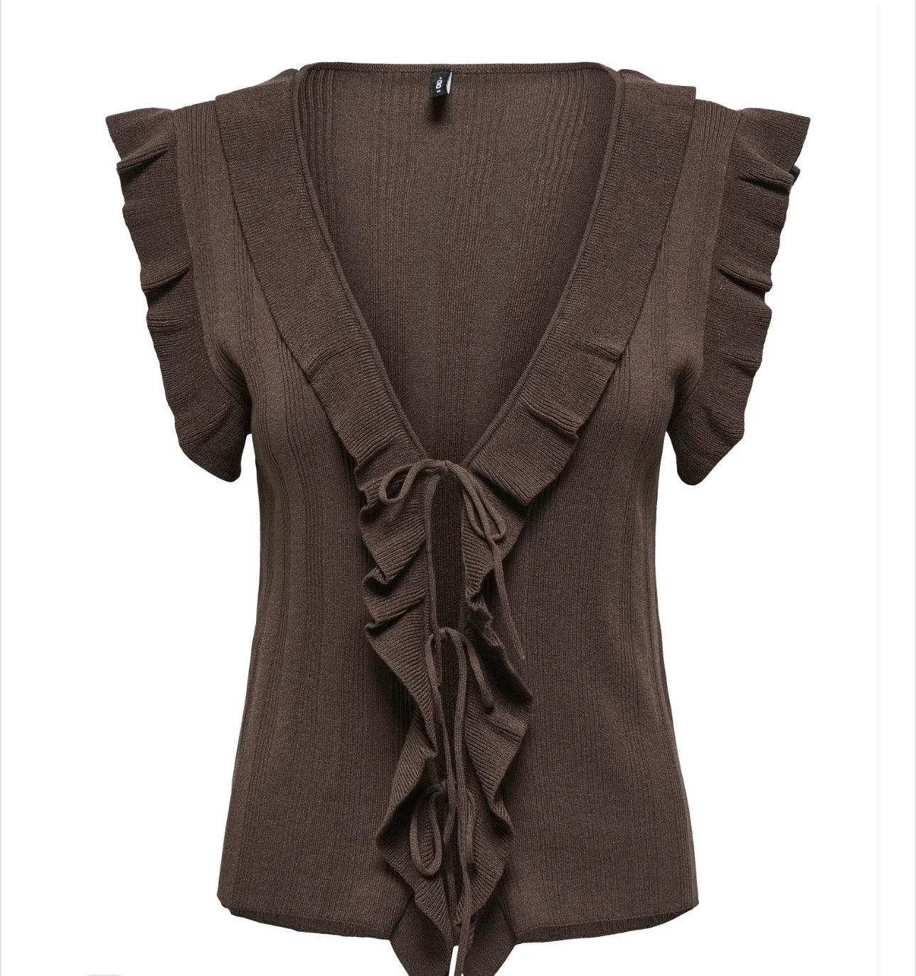 ONLY NELLY SLEEVELESS V-NECK STRING CARDI KNIT CHOCOLATE MARTINI