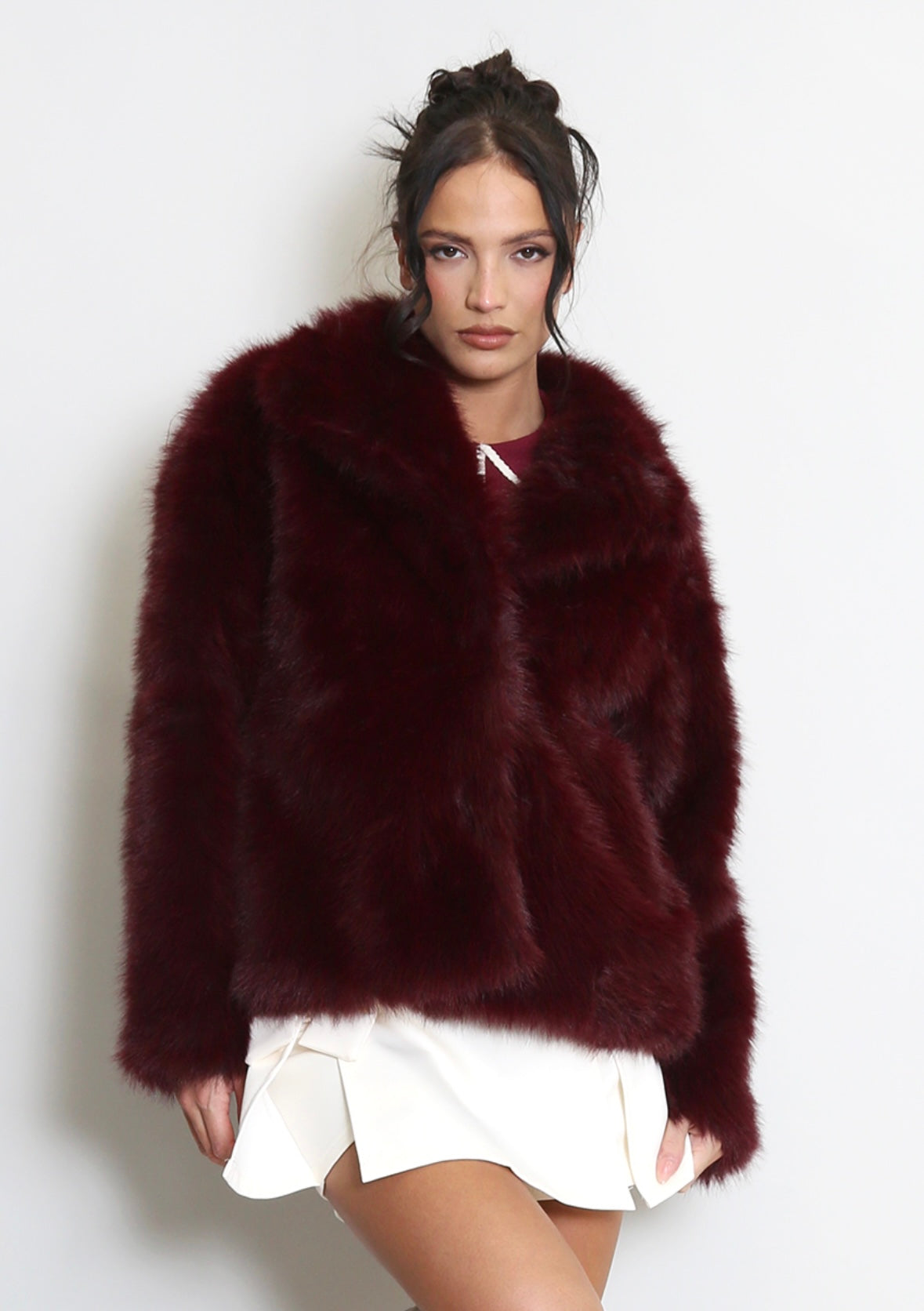 Burgundy Faux Fur Jacket