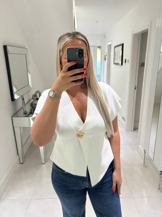 WENDY WINTER WHITE ONE GOLD BUTTONED TOP