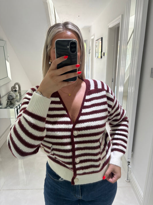Nikki Gold Buttoned Striped Cardigan