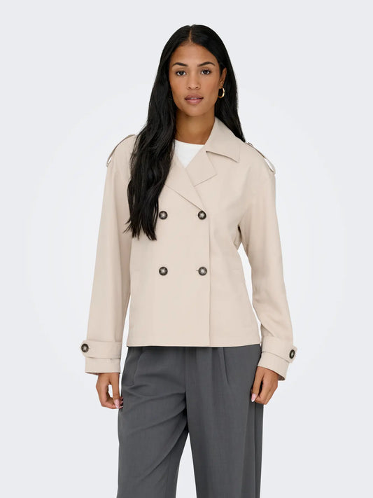 ONLY HANNAH SHORT LIFE TRENCHCOAT in HUMUS