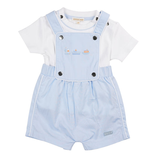 Mintini Top & Romper Dungaree Set BLUE MB6274A