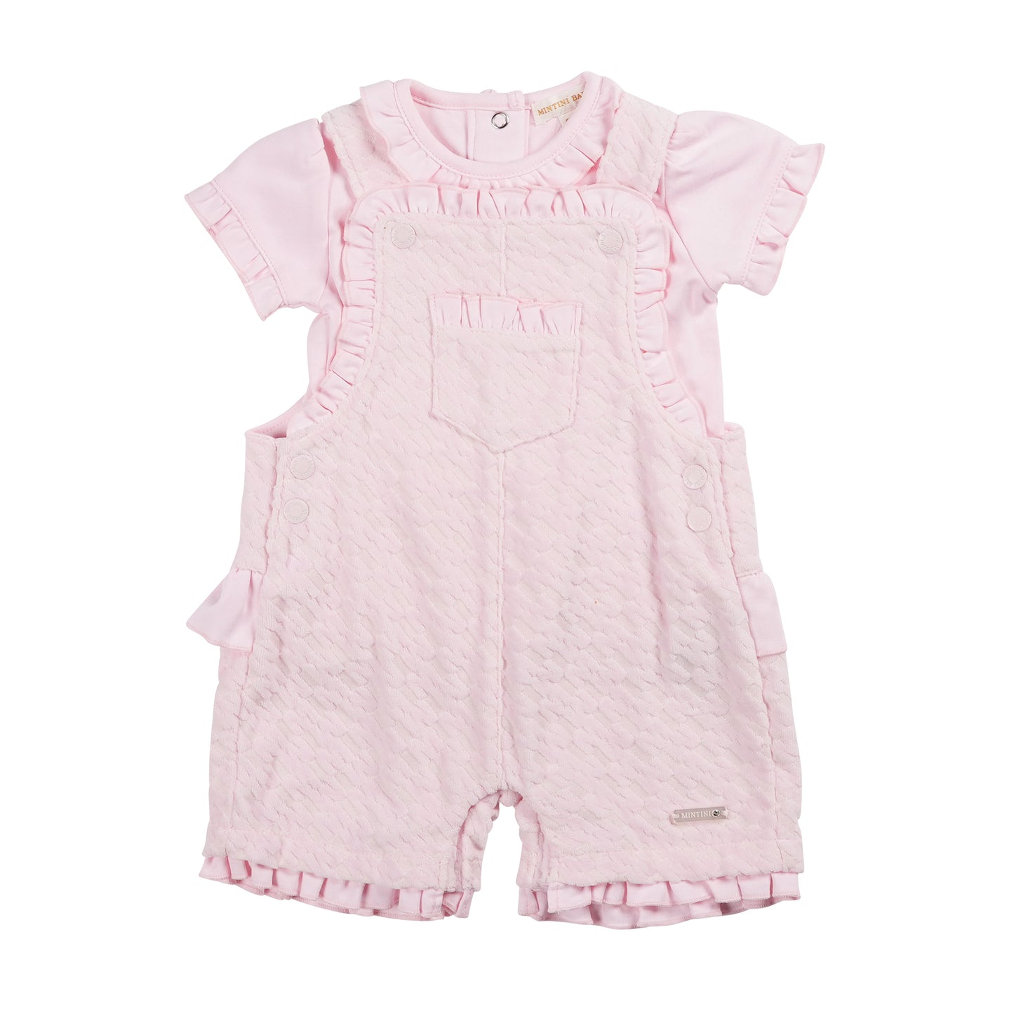 MINTINI PINK TOP AND DUNGAREE SET MB6342A