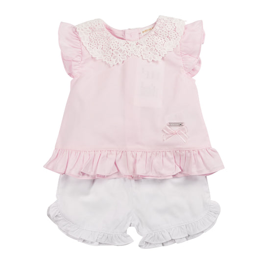 Mintini Top & Short Set Pink/White MB6426A