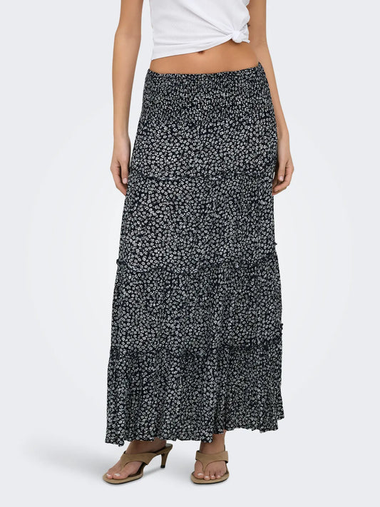 ONLY FERNANDA LIFE LAYERED LONG SKIRT 15375238 NIGHT SKY/FERNANDA FLOWER