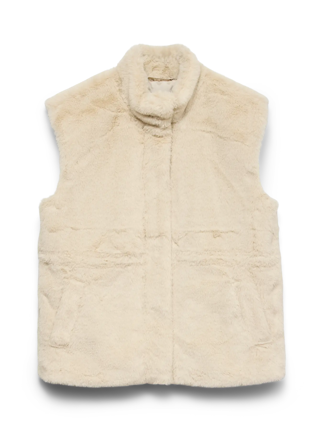 VERA MODA SONJA POPPY FAUX FUR WAISTCOAT OATMEAL