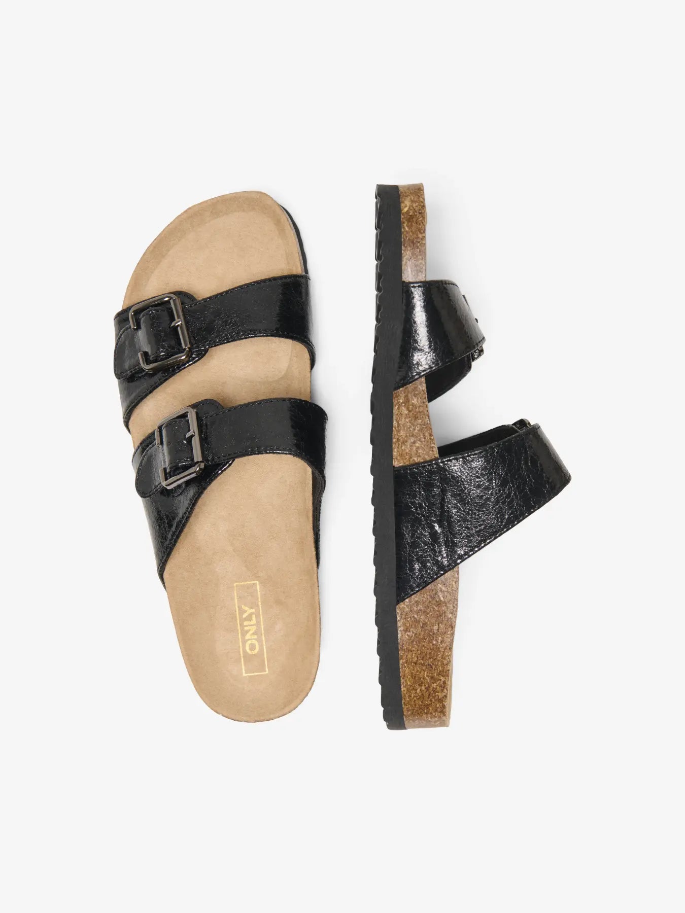 ONLY MAXI-13 PU STRAP BUCKLE SANDAL 15331392 BLACK PATENT