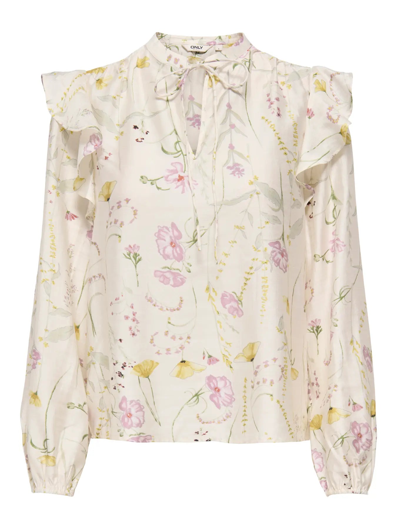 ONLY JEONA LS TIE TOP 15372496 CLOUD DANCER/GARDEN FLOWER