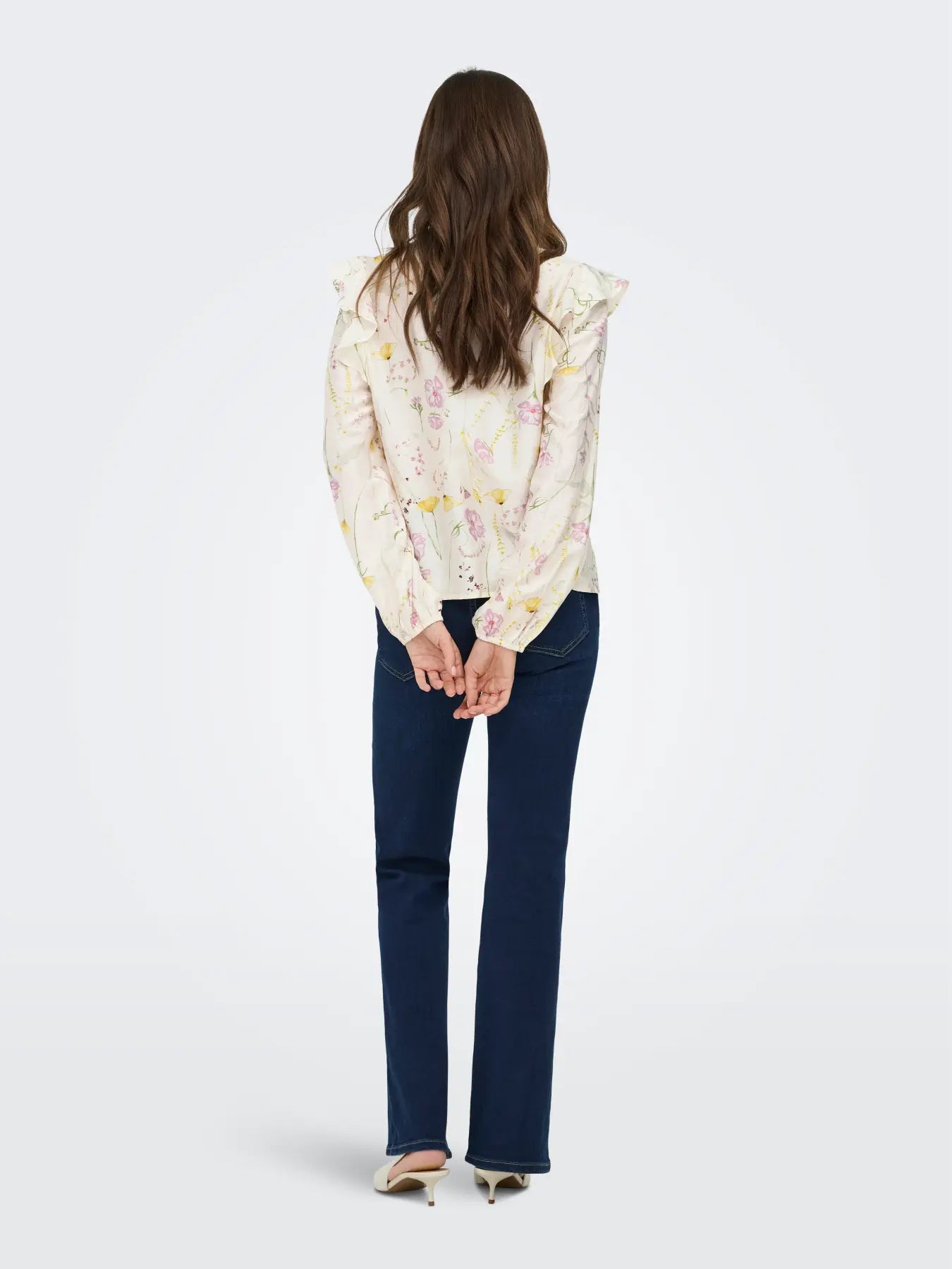 ONLY JEONA LS TIE TOP 15372496 CLOUD DANCER/GARDEN FLOWER