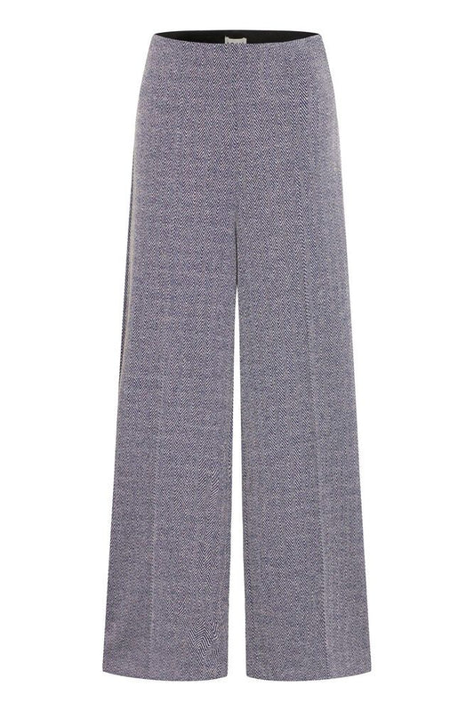 ICHI KATE JACQUARD TROUSERS PATRIOT BLUE HERRINGBONE 20121602