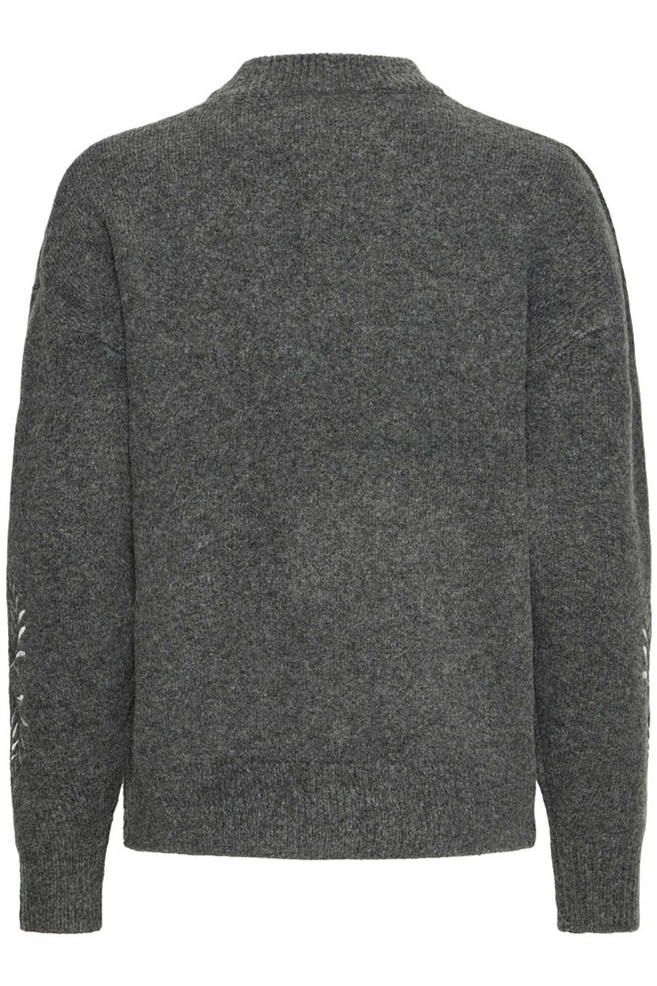 B YOUNG MAGGE EMB JUMPER DARK GREY MELANGE 20818186
