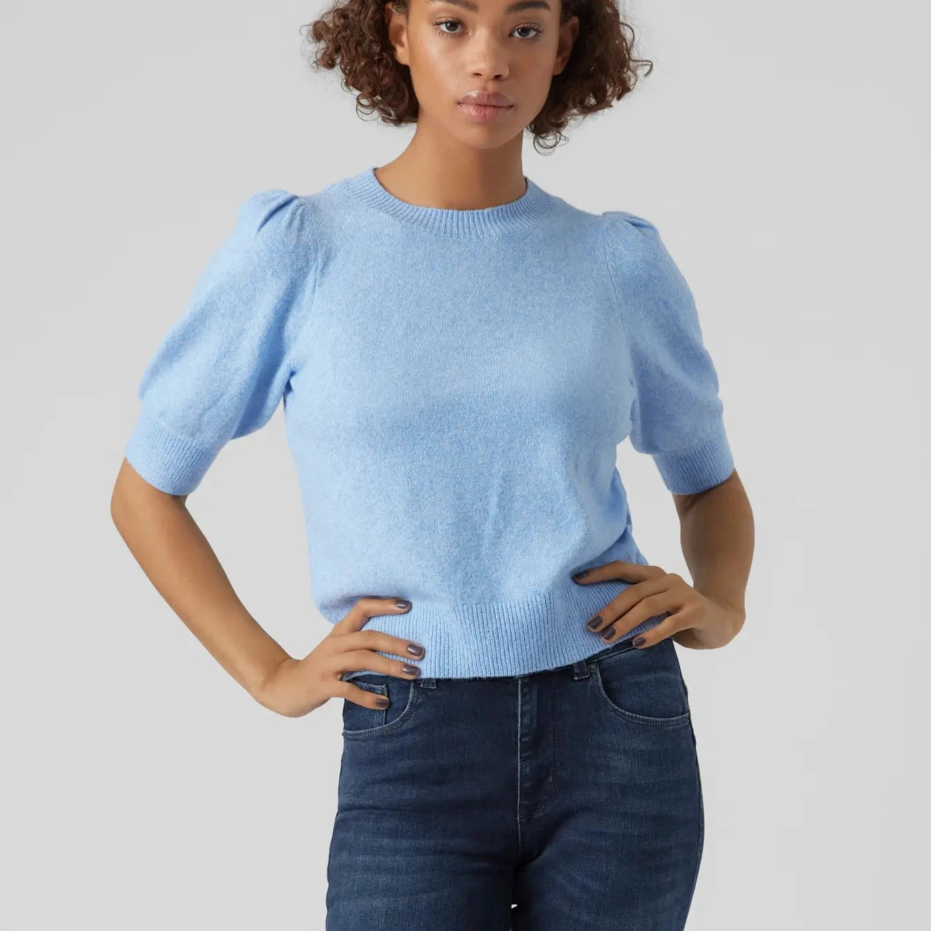 VERO MODA DOFFY 2/4 O-NECK PULLOVER LITTLE BOY BLUE MELANGE