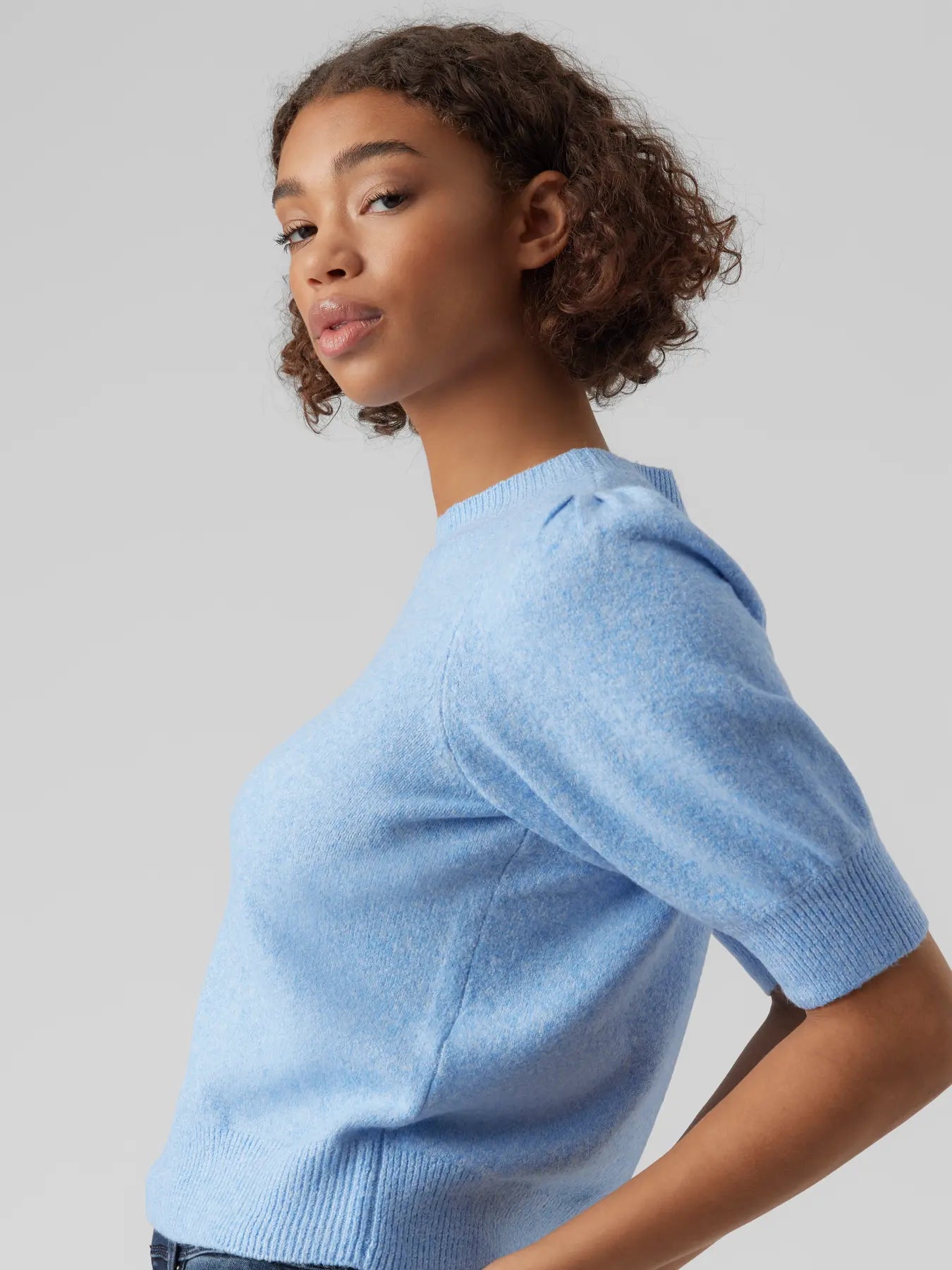 VERO MODA DOFFY 2/4 O-NECK PULLOVER LITTLE BOY BLUE MELANGE