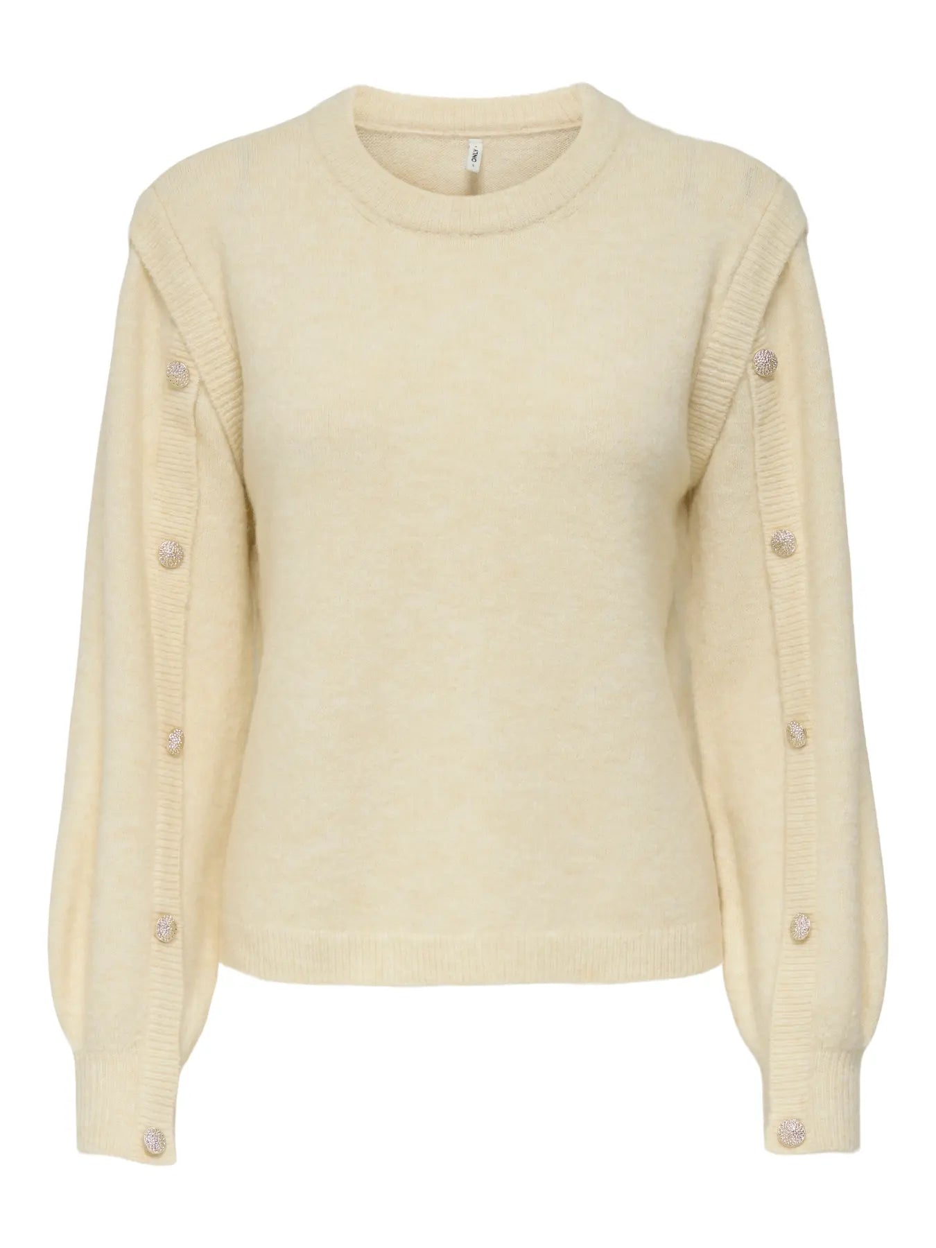 ONLRENE LIFE LS BUTTON DETAIL ONECK KNIT EGRET MELANGE